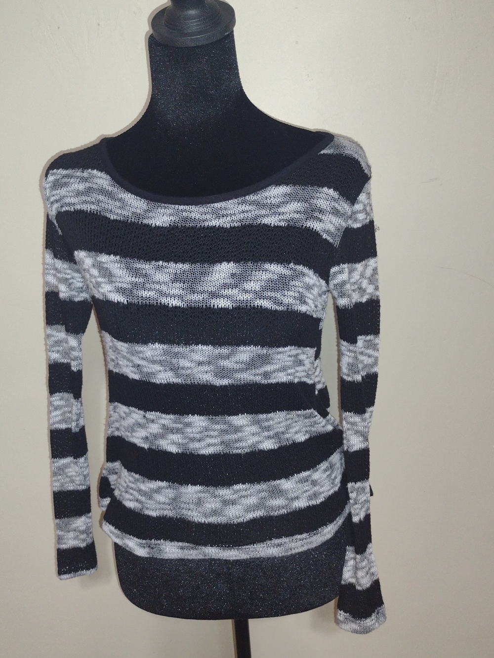 Black & White Striped Women's Knit Sweater